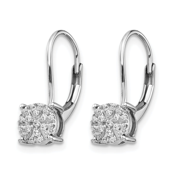 14k White Gold 1/6 CT Diamond Cluster Leverback Earrings