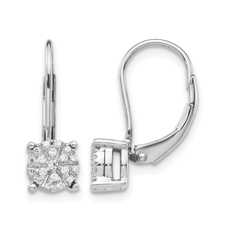 14k White Gold 1/6 CT Diamond Cluster Leverback Earrings