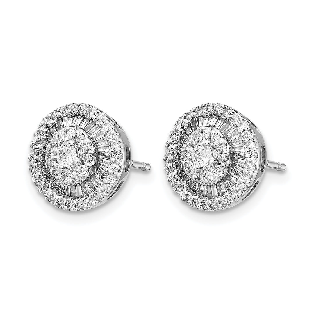 14k White Gold 1/2 CT Diamond Round Cluster Post Earrings