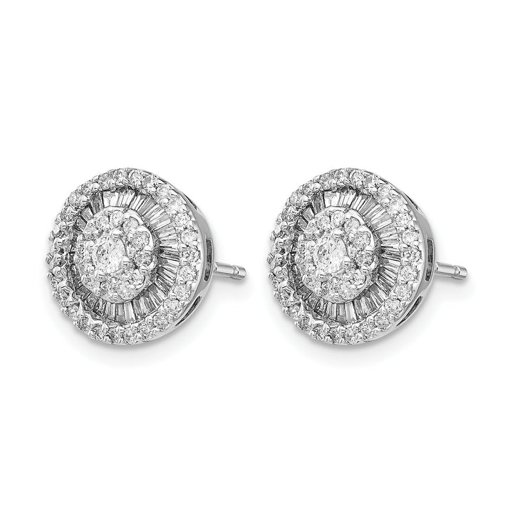 14k White Gold 1/2 CT Diamond Round Cluster Post Earrings