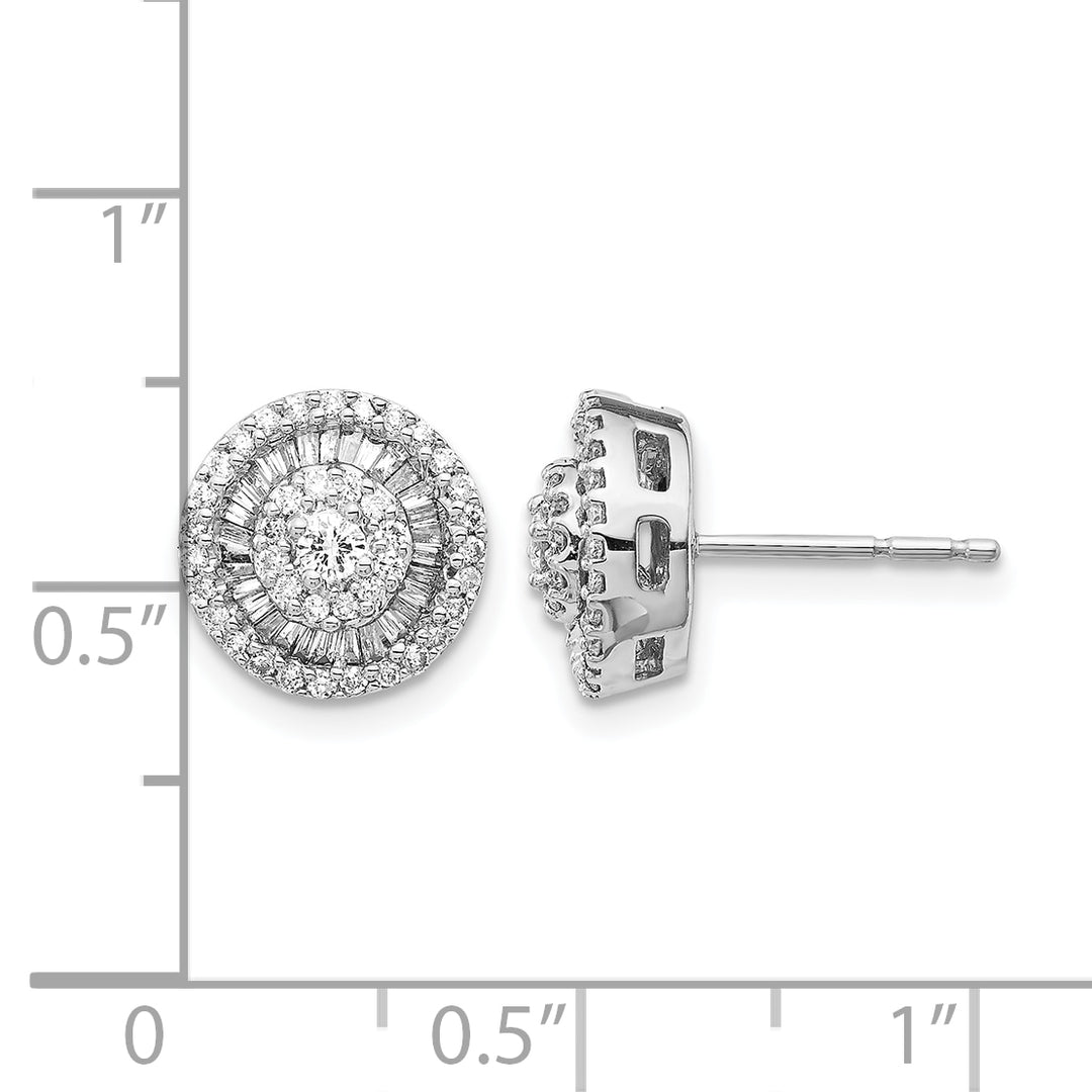 14k White Gold 1/2 CT Diamond Round Cluster Post Earrings