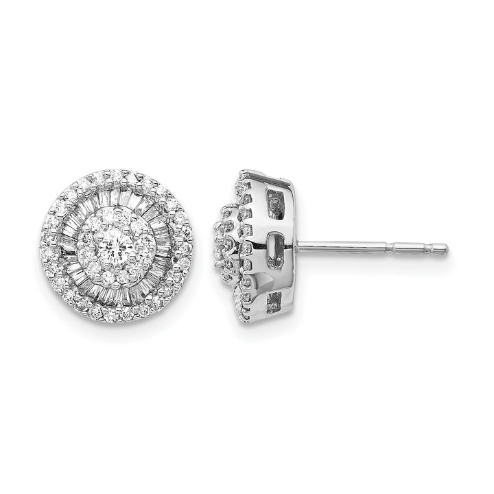 14k White Gold 1/2 CT Diamond Round Cluster Post Earrings