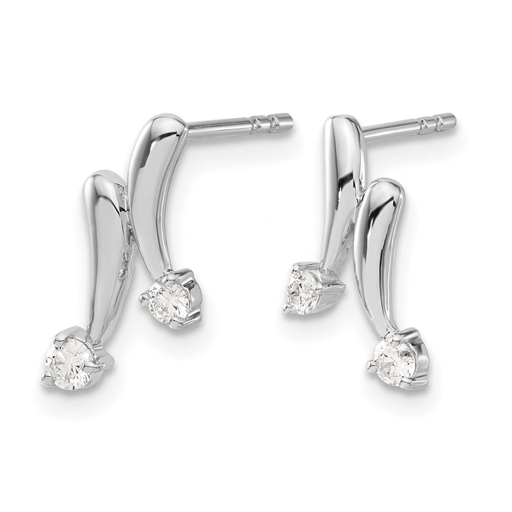 14k White Gold 1/5 CT Diamond 2-Stone Design Post Earrings