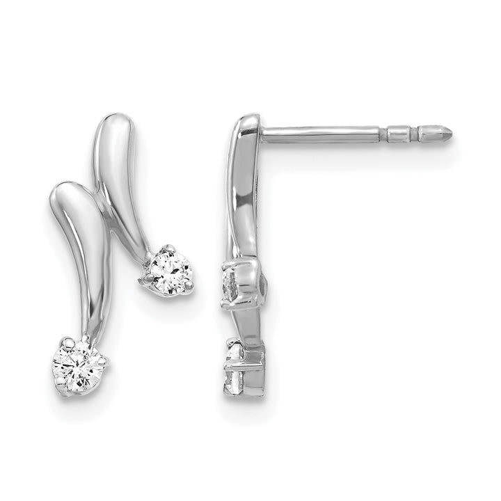 14k White Gold 1/5 CT Diamond 2-Stone Design Post Earrings