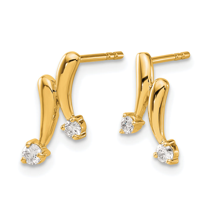 14k Yellow Gold 1/5 CT Diamond 2-Stone Design Post Earrings