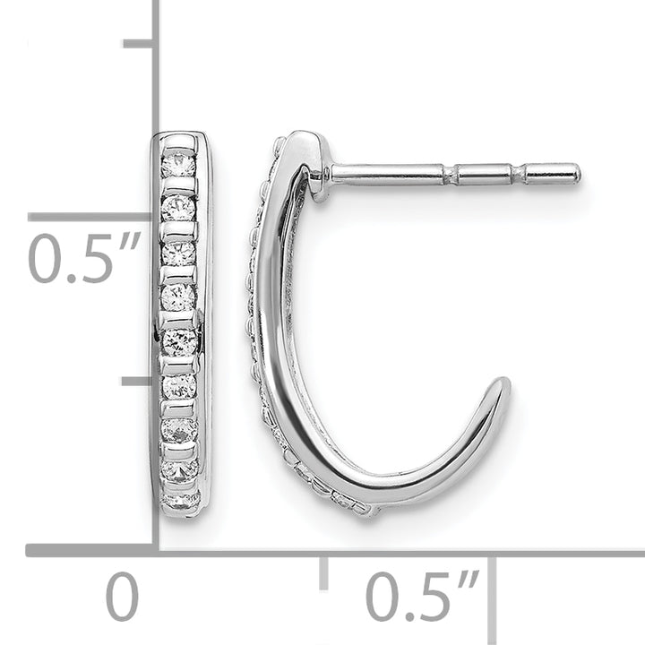 14k White Gold 1/5 CT Diamonds J-Hoop Post Earrings