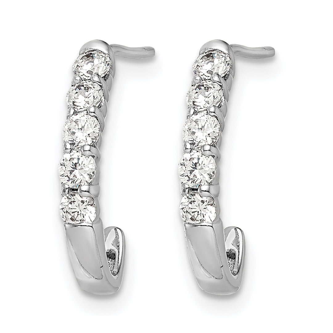 14k White Gold 1/2 CT Diamonds J-Hoop Post Earrings