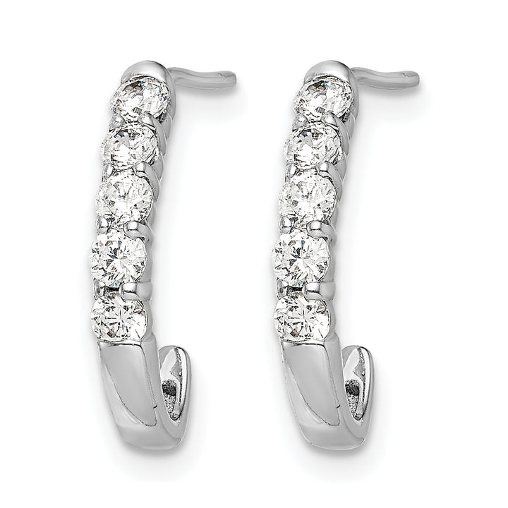 14k White Gold 1/2 CT Diamonds J-Hoop Post Earrings