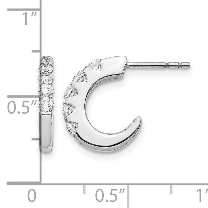 14k White Gold 1/2 CT Diamonds J-Hoop Post Earrings