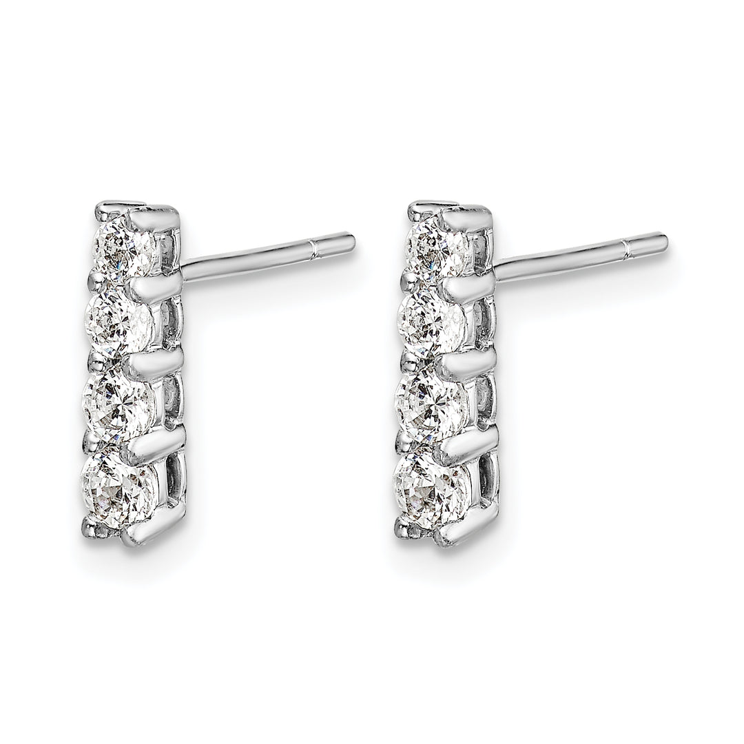 14k White Gold 4-Stone Design 1/2 CT Diamond Post Earrings