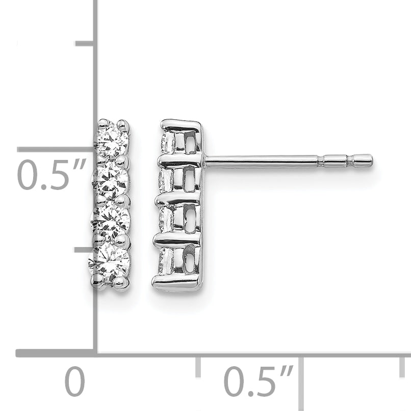 14k White Gold 4-Stone Design 1/2 CT Diamond Post Earrings