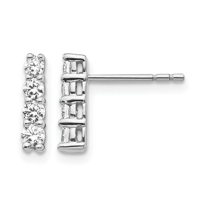 14k White Gold 4-Stone Design 1/2 CT Diamond Post Earrings
