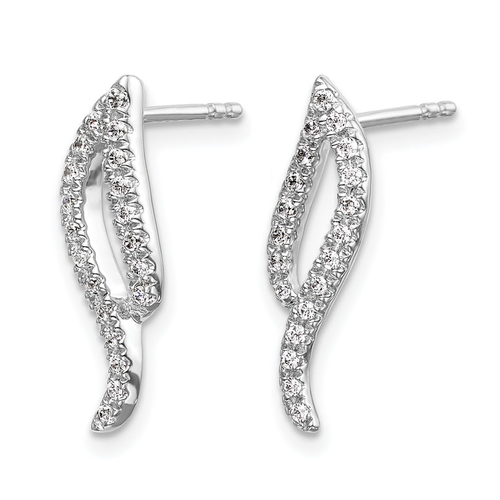 14k White Gold 1/4 CT Diamond Wave Design Post Earrings