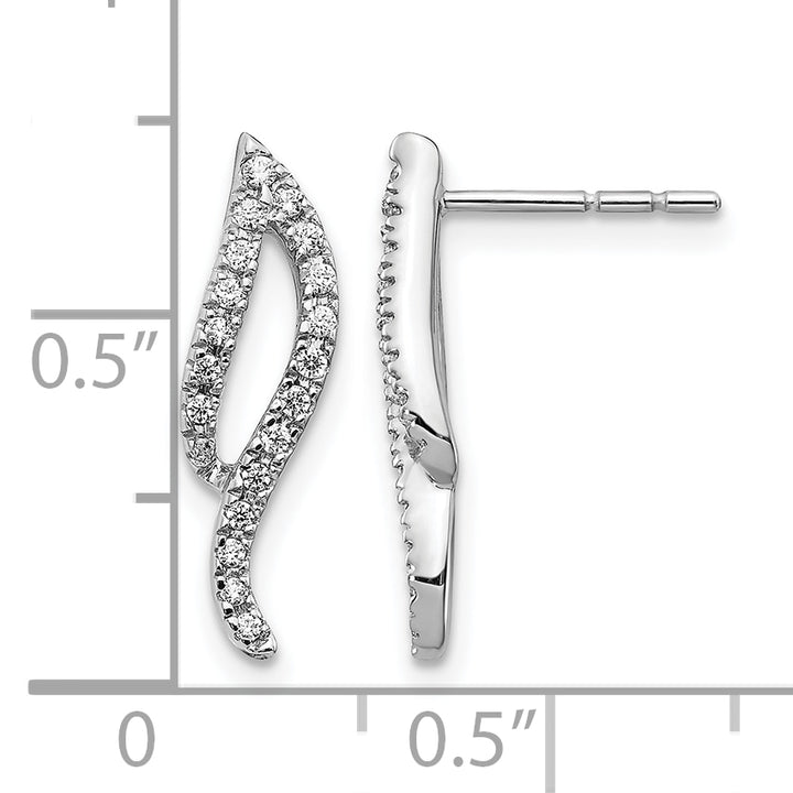 14k White Gold 1/4 CT Diamond Wave Design Post Earrings