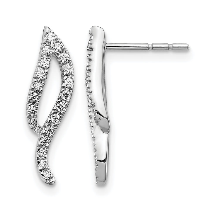 14k White Gold 1/4 CT Diamond Wave Design Post Earrings