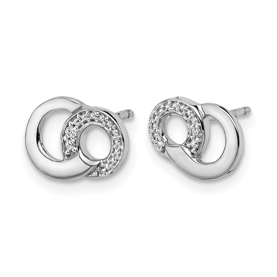 14k White Gold Polished Diamond Circles Design Post Earrings