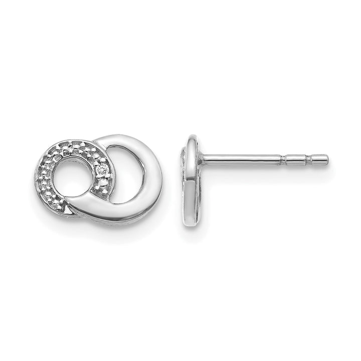 14k White Gold Polished Diamond Circles Design Post Earrings