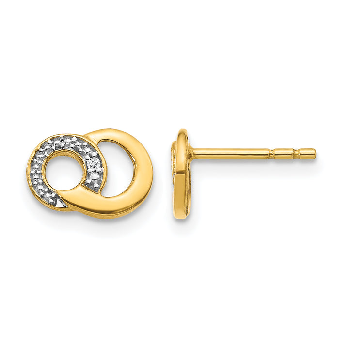 14k Yellow Gold White Rhodium Diamond Circles Post Earrings