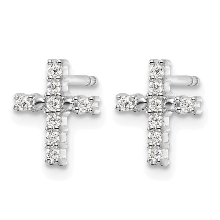 14K White Gold Polished 1/15 carat Diamond Cross Post Earrings