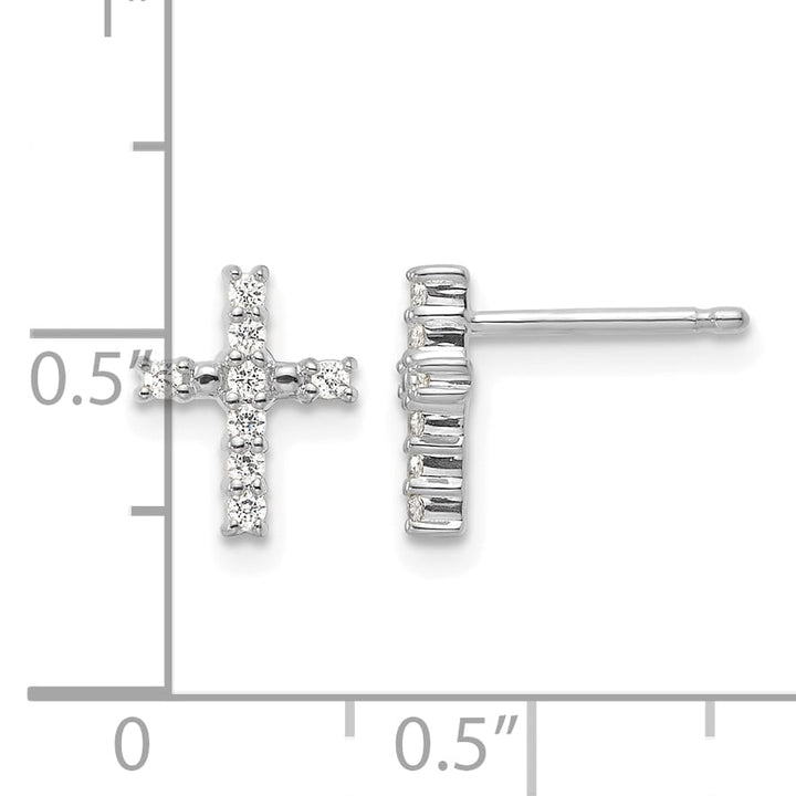 14K White Gold Polished 1/15 carat Diamond Cross Post Earrings