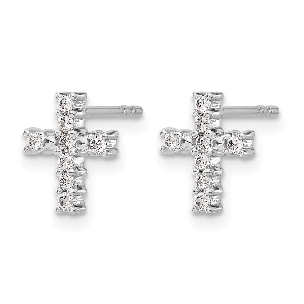 14K White Gold Polished 1/5 carat Diamond Cross Post Earrings