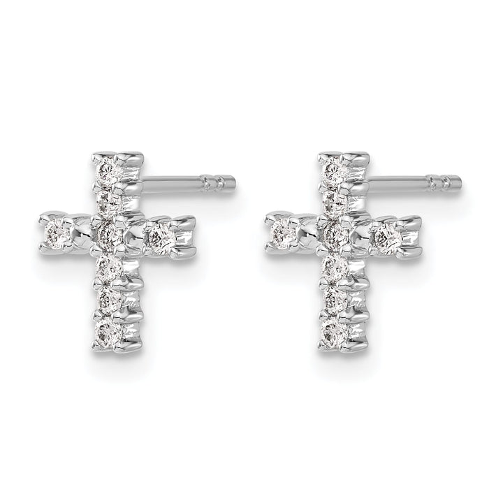 14K White Gold Polished 1/5 carat Diamond Cross Post Earrings