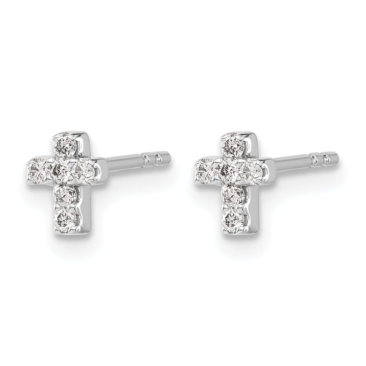 14K White Gold 1/6 carat Diamond Mini Cross Post Earrings