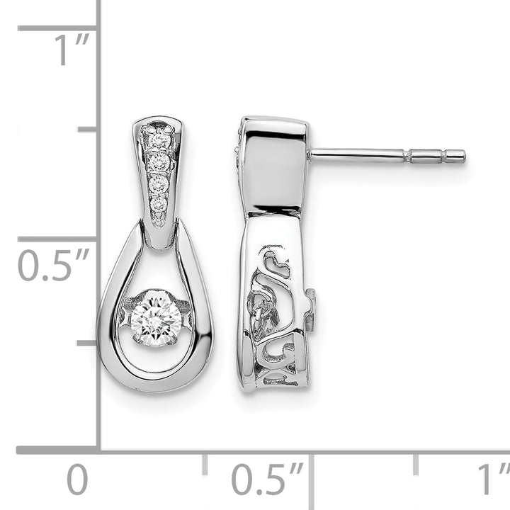 14k White Gold 1/4 CT Vibrant Moving Diamond Post Earrings