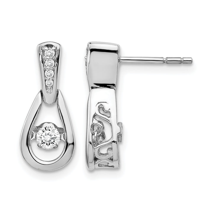 14k White Gold 1/4 CT Vibrant Moving Diamond Post Earrings