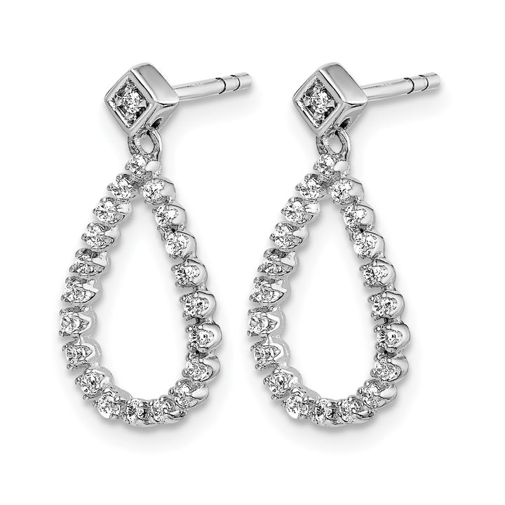 14k White Gold 1/4 CT Diamond Teardrop Dangle Post Earrings