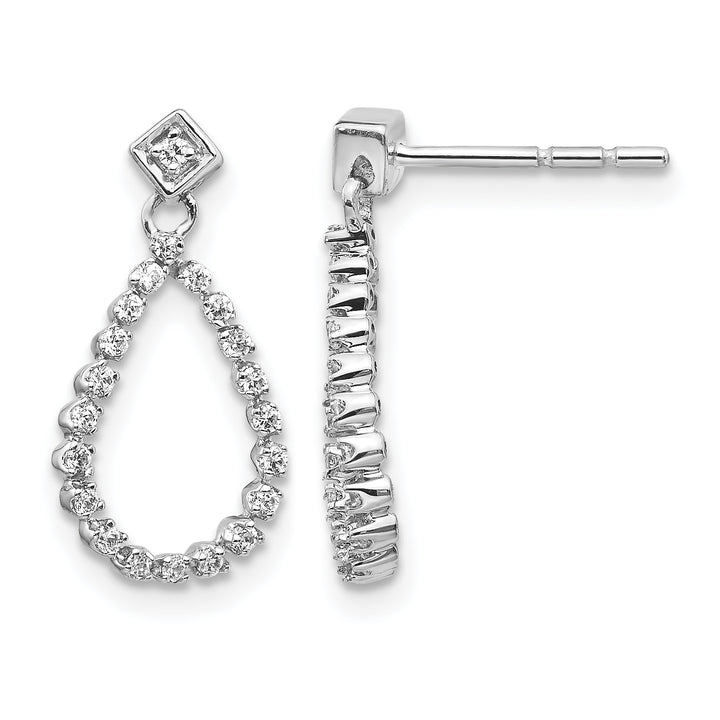 14k White Gold 1/4 CT Diamond Teardrop Dangle Post Earrings