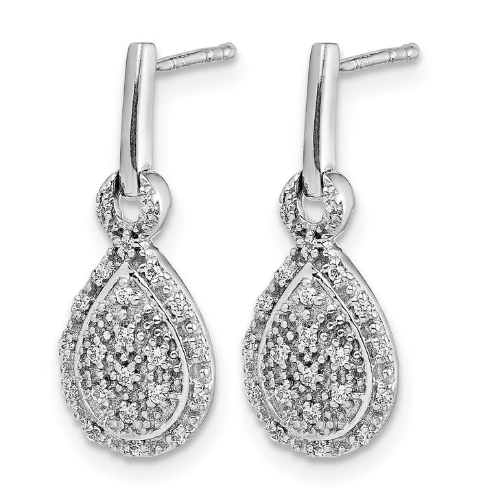 14k White Gold 1/6 CT Diamond Teardrop Dangle Post Earrings