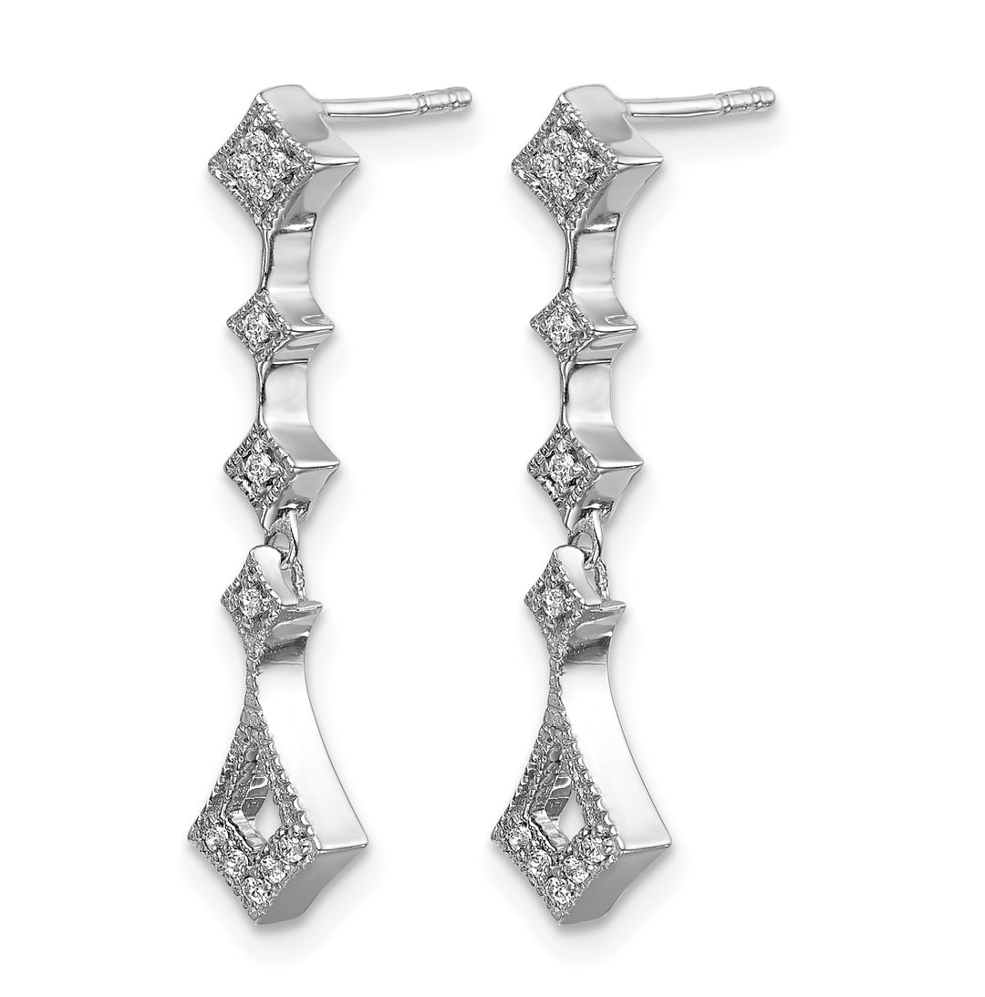 14k White Gold 1/10 CT Diamond Vintage-style Dangle Post Earrings