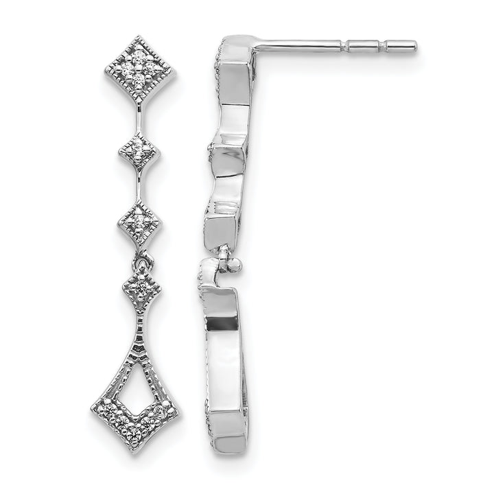 14k White Gold 1/10 CT Diamond Vintage-style Dangle Post Earrings