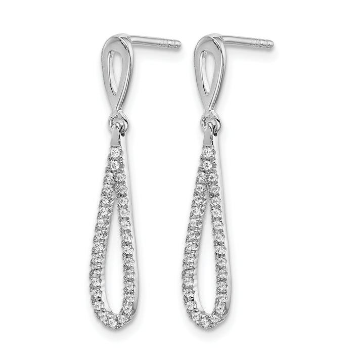 14k White Gold Polished 1/5 CT Diamond Teardrop Dangle Post Earrings