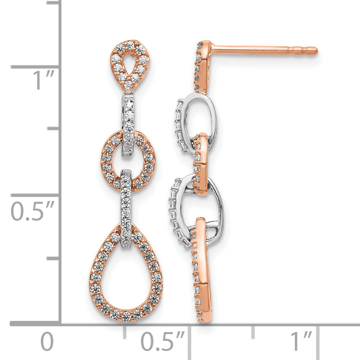 14k Two-Tone Gold 1/2 CT Diamond Chain Dangle Post Earrings