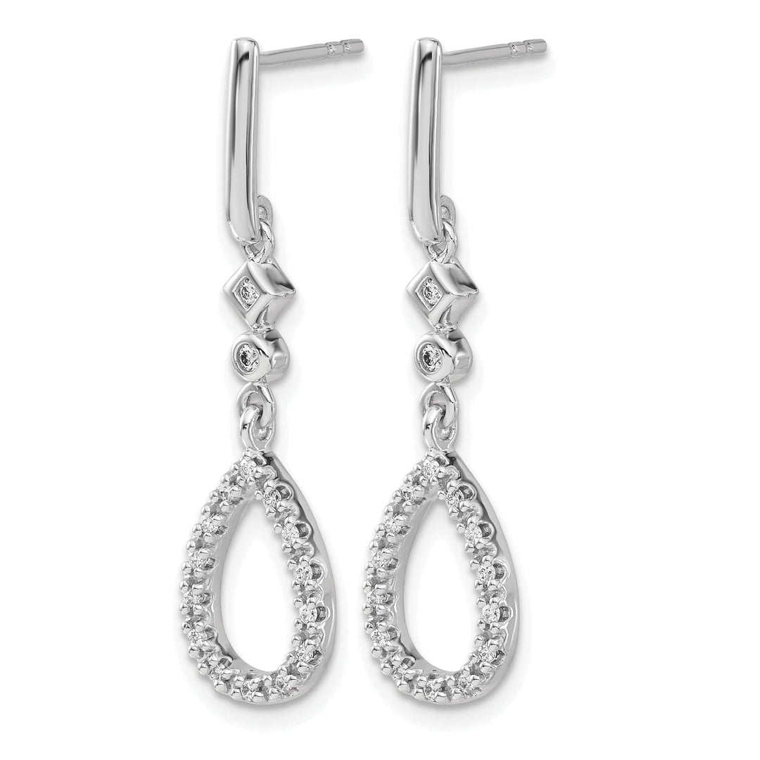 14k White Gold 1/4 CT Diamond Teardrop Dangle Post Earrings