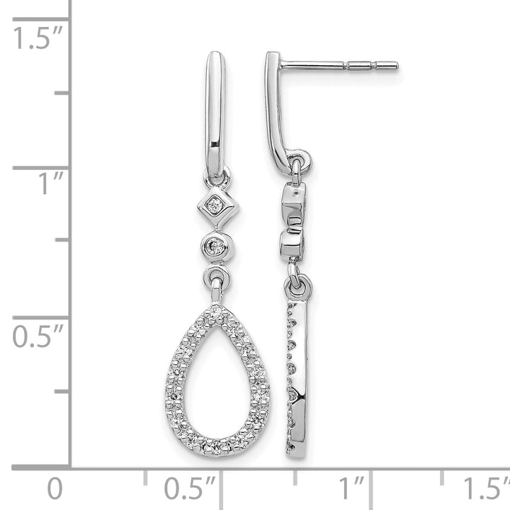 14k White Gold 1/4 CT Diamond Teardrop Dangle Post Earrings