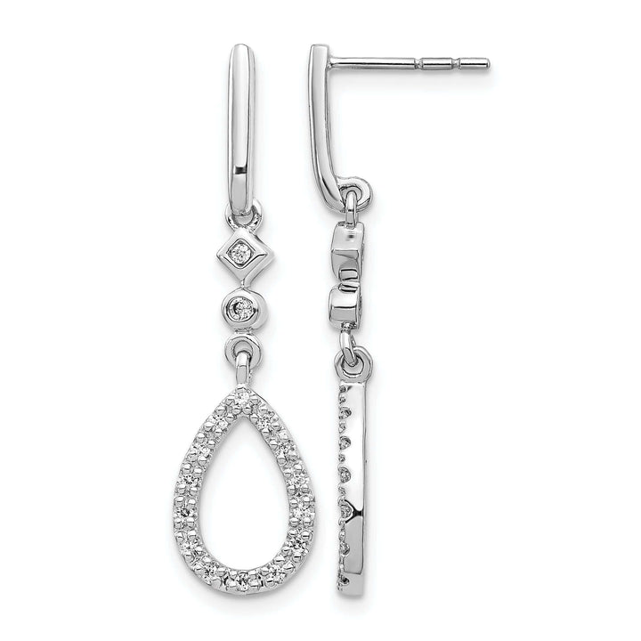 14k White Gold 1/4 CT Diamond Teardrop Dangle Post Earrings