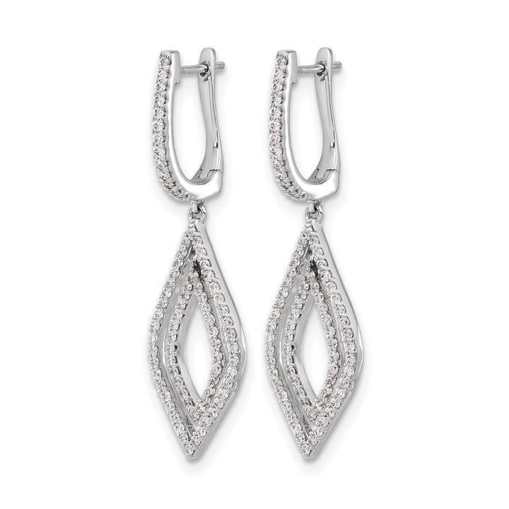 14k White Gold 1/2 CT Diamond Teardrop Hinged Dangle Earrings
