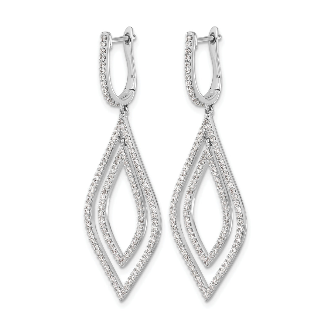 14k White Gold 1.1 CT Diamond Teardrop Hinged Dangle Earrings