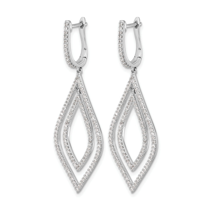 14k White Gold 1.1 CT Diamond Teardrop Hinged Dangle Earrings