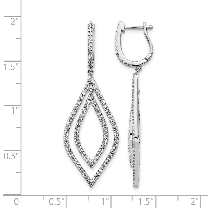 14k White Gold 1.1 CT Diamond Teardrop Hinged Dangle Earrings