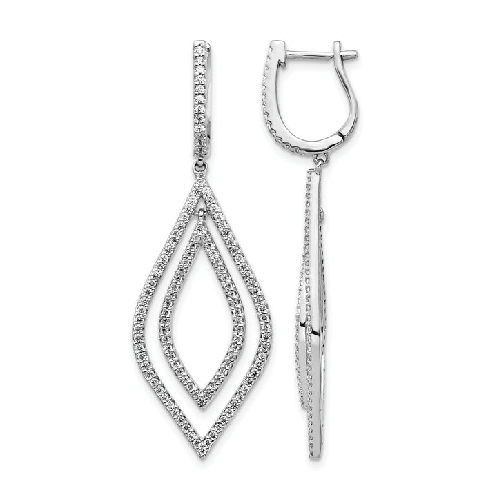 14k White Gold 1.1 CT Diamond Teardrop Hinged Dangle Earrings