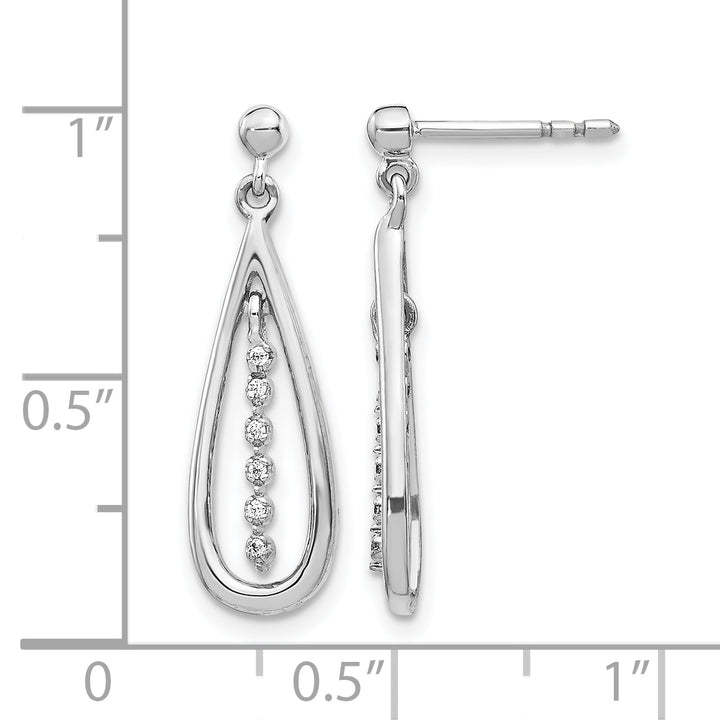 14k White Gold 1/20 CT Diamond Teardrop Dangle Post Earrings