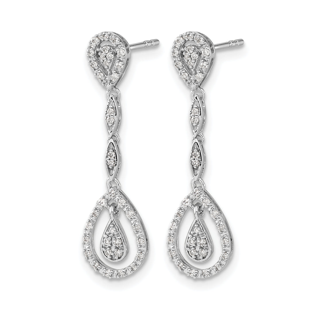 14k White Gold Teardrop 1/4 CT Diamond Dangle Post Earrings