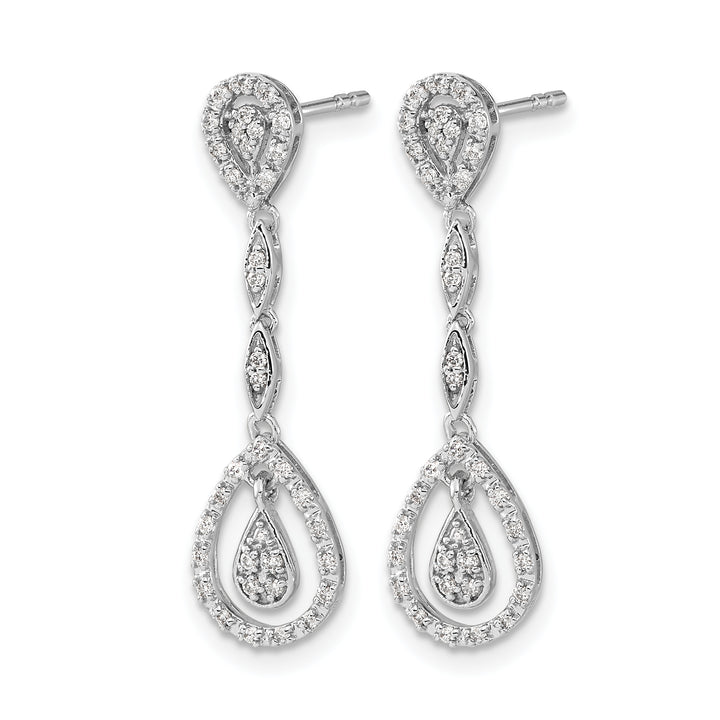 14k White Gold Teardrop 1/4 CT Diamond Dangle Post Earrings
