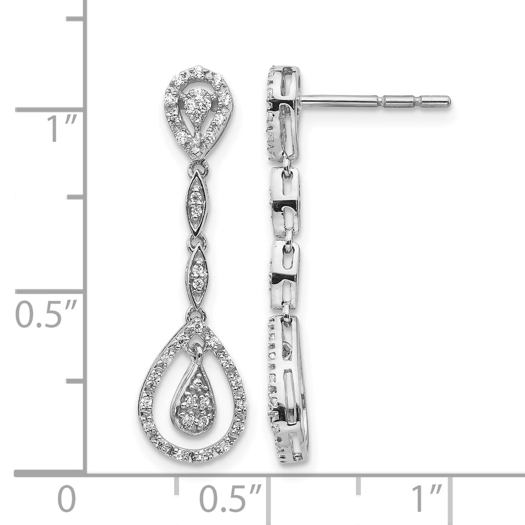 14k White Gold Teardrop 1/4 CT Diamond Dangle Post Earrings