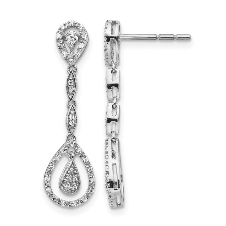 14k White Gold Teardrop 1/4 CT Diamond Dangle Post Earrings