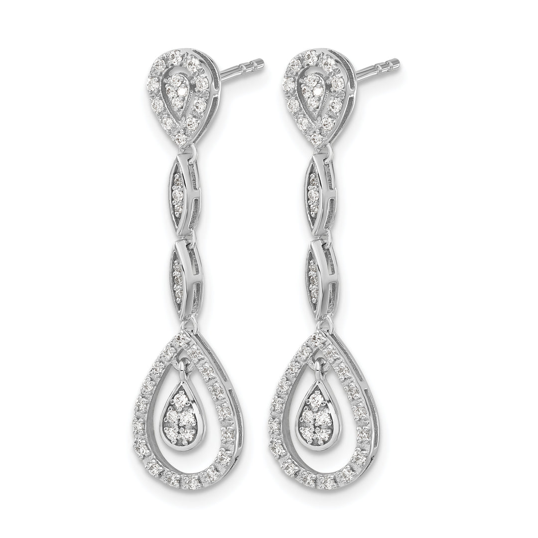 14k White Gold Teardrop 1/3 CT Diamond Dangle Post Earrings